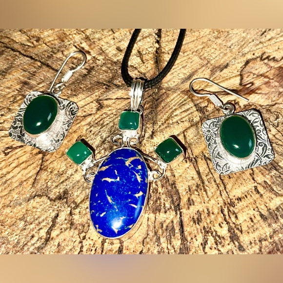 Copper Howlite Turquoise,Green Glass Bead Set - Picture 1 of 8